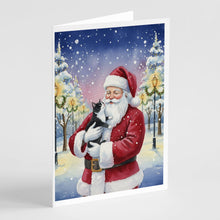 Load image into Gallery viewer, Black &amp; White Tuxedo Cat with Santa Claus Greeting Cards Pack of 8