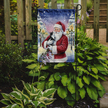 Load image into Gallery viewer, Black &amp; White Tuxedo Cat with Santa Claus Garden Flag