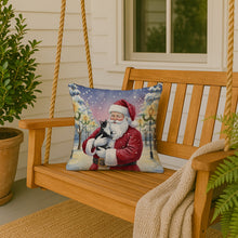 Load image into Gallery viewer, Black &amp; White Tuxedo Cat with Santa Claus Throw Pillow