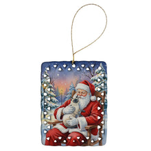 Load image into Gallery viewer, Blue Point Cat with Santa Claus Porcelain Ornament