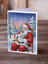 Load image into Gallery viewer, Blue Point Cat with Santa Claus Greeting Cards Pack of 8