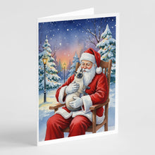 Load image into Gallery viewer, Blue Point Cat with Santa Claus Greeting Cards Pack of 8