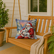Load image into Gallery viewer, Blue Point Cat with Santa Claus Throw Pillow
