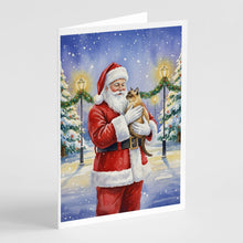 Load image into Gallery viewer, Burmese Cat with Santa Claus Greeting Cards Pack of 8