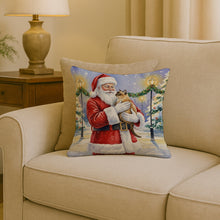 Load image into Gallery viewer, Burmese Cat with Santa Claus Throw Pillow