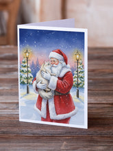 Load image into Gallery viewer, Burmilla Cat with Santa Claus Greeting Cards Pack of 8