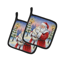 Load image into Gallery viewer, Burmilla Cat with Santa Claus Pair of Pot Holders
