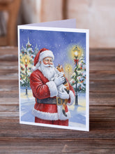 Load image into Gallery viewer, Calico Cat with Santa Claus Greeting Cards Pack of 8