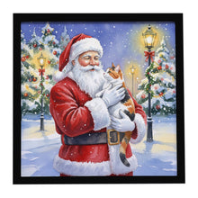 Load image into Gallery viewer, Calico Cat with Santa Claus Framed Metal Print