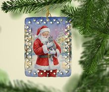 Load image into Gallery viewer, Chartreux Cat with Santa Claus Porcelain Ornament
