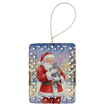 Load image into Gallery viewer, Chartreux Cat with Santa Claus Porcelain Ornament