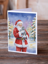 Load image into Gallery viewer, Chartreux Cat with Santa Claus Greeting Cards Pack of 8