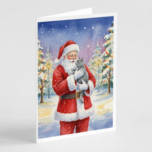 Load image into Gallery viewer, Chartreux Cat with Santa Claus Greeting Cards Pack of 8