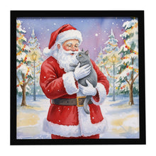Load image into Gallery viewer, Chartreux Cat with Santa Claus Framed Metal Print