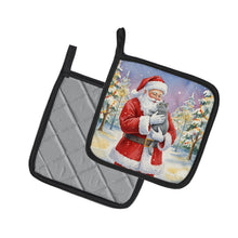 Load image into Gallery viewer, Chartreux Cat with Santa Claus Pair of Pot Holders