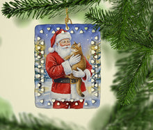 Load image into Gallery viewer, Chausie Cat with Santa Claus Porcelain Ornament