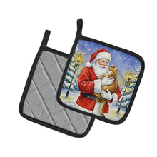 Load image into Gallery viewer, Chausie Cat with Santa Claus Pair of Pot Holders