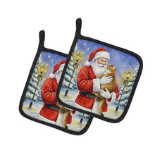 Load image into Gallery viewer, Chausie Cat with Santa Claus Pair of Pot Holders