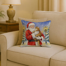 Load image into Gallery viewer, Chausie Cat with Santa Claus Throw Pillow