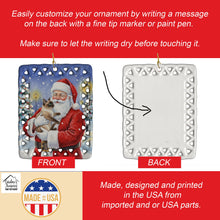 Load image into Gallery viewer, Chocolate Point Cat with Santa Claus Porcelain Ornament
