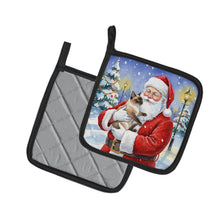 Load image into Gallery viewer, Chocolate Point Cat with Santa Claus Pair of Pot Holders