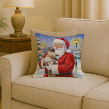 Load image into Gallery viewer, Chocolate Point Cat with Santa Claus Throw Pillow