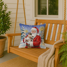 Load image into Gallery viewer, Chocolate Point Cat with Santa Claus Throw Pillow