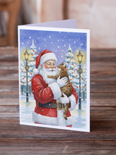 Load image into Gallery viewer, Classic Tabby Brown Cat with Santa Claus Greeting Cards Pack of 8