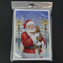 Load image into Gallery viewer, Classic Tabby Brown Cat with Santa Claus Greeting Cards Pack of 8