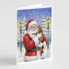 Load image into Gallery viewer, Classic Tabby Brown Cat with Santa Claus Greeting Cards Pack of 8