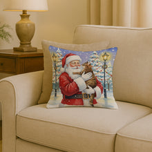 Load image into Gallery viewer, Classic Tabby Brown Cat with Santa Claus Throw Pillow
