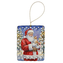 Load image into Gallery viewer, Cornish Rex Cat with Santa Claus Porcelain Ornament