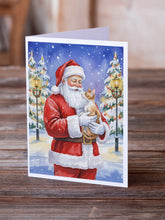 Load image into Gallery viewer, Cornish Rex Cat with Santa Claus Greeting Cards Pack of 8