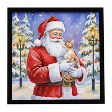 Load image into Gallery viewer, Cornish Rex Cat with Santa Claus Framed Metal Print