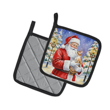 Load image into Gallery viewer, Cornish Rex Cat with Santa Claus Pair of Pot Holders