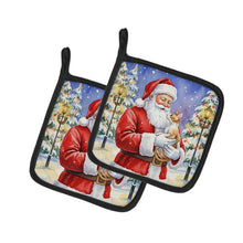 Load image into Gallery viewer, Cornish Rex Cat with Santa Claus Pair of Pot Holders