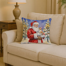 Load image into Gallery viewer, Cornish Rex Cat with Santa Claus Throw Pillow