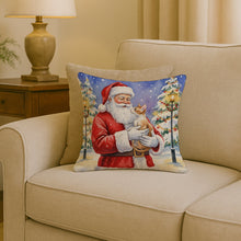 Load image into Gallery viewer, Cornish Rex Cat with Santa Claus Throw Pillow