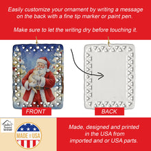 Load image into Gallery viewer, Cream and White Cat with Santa Claus Porcelain Ornament