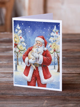 Load image into Gallery viewer, Cream and White Cat with Santa Claus Greeting Cards Pack of 8