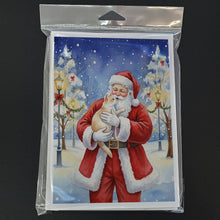 Load image into Gallery viewer, Cream and White Cat with Santa Claus Greeting Cards Pack of 8