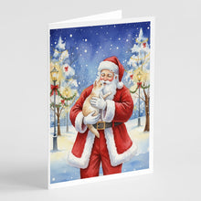 Load image into Gallery viewer, Cream and White Cat with Santa Claus Greeting Cards Pack of 8