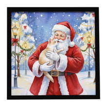 Load image into Gallery viewer, Cream and White Cat with Santa Claus Framed Metal Print