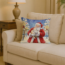 Load image into Gallery viewer, Cream and White Cat with Santa Claus Throw Pillow