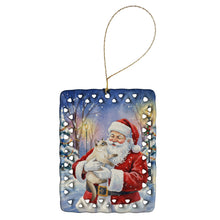 Load image into Gallery viewer, Cream Point Cat with Santa Claus Porcelain Ornament