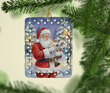 Load image into Gallery viewer, Cymric Cat with Santa Claus Porcelain Ornament