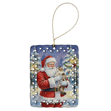 Load image into Gallery viewer, Cymric Cat with Santa Claus Porcelain Ornament