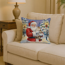 Load image into Gallery viewer, Cymric Cat with Santa Claus Throw Pillow