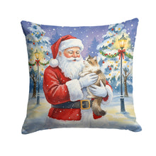 Load image into Gallery viewer, Cymric Cat with Santa Claus Throw Pillow