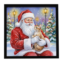 Load image into Gallery viewer, Devon Rex Cat with Santa Claus Framed Metal Print